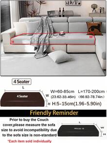 1pc Solid Color Elastic Sofa Cover, Boho Style Sofa Slipcover, Anti-Slip & Anti-Cat Scratch Fit For 1/2/3/4 Seater Sofa, Home Decor All Season, Machine Washable - Light Grey - View 15
