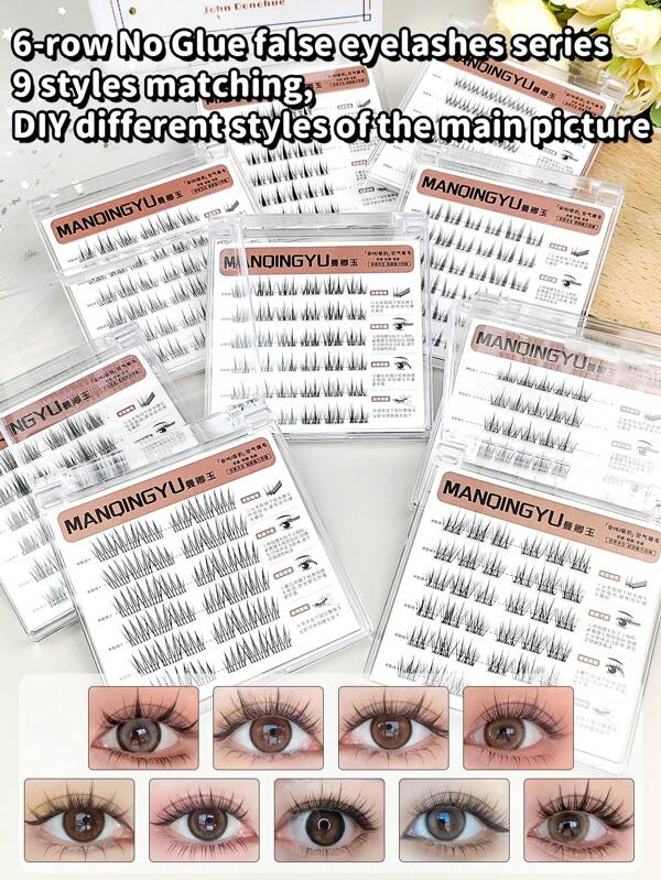 36 PCS「1 Boxes/5 Boxes/9 Boxes」,Ndividual Lash Clusters,C Warps,Thickness: 0.05mm,Length:10-12mm,9 Glue Free False Eyelash Blends 9 Styles To Choose From, Natural Segmented Flu Simulation Extensions Single Cluster