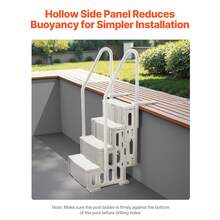 Swimming Pool Ladder, 4-Step Double Handrails Stairs With Non-Slip Heavy Duty Steps, Max Load Capacity 400 Lbs, For 48-54 In Inground & Above-Ground Pools Of Any Decking Surface, Milk White - Milk White - View 4