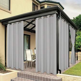 1 pièce Rideau extérieur imperméable pour patio, rideau extérieur épais et premium résistant au vent avec anneaux pour véranda, pergola, cabine, gris