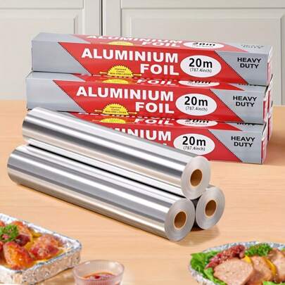 1 Roll Of Heavy-Duty Aluminum Foil, 20 Meters - Durable, Non-Stick Baking, Grilling And Oven-Use Aluminum Foil, Suitable For Holiday Cooking And Baking, Food-Contact Material, Essential For Holiday Cooking | Heavy-Duty Aluminum Foil | Non-Stick Surface, Aluminum Foil Roll