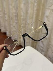 1 Stück Damen Mode Vintage Quadratische Piloten Oversized Schwarze Nicht-Verschreibungsbrille, Lässig Dekoration für täglichen Ausgang und Straßenfotografie