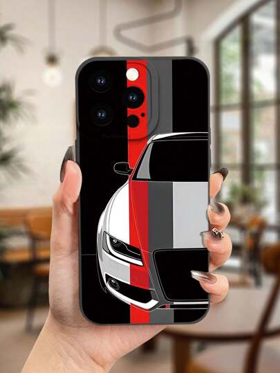 حافظة هاتف ناعمة مطبوعة بنمط سيارة حمراء وبيضاء بطباعة أشعة فوق البنفسجية، غطاء هاتف مطفي، حماية كاملة 360 درجة لهواتف آيفون 17 و 17 إير و 17 برو و 17 برو ماكس و 11 و 12 و 13 و 14 و 15 و 16 برو ماكس و XR و X/XS و 7 و 8 بلس و SE ميني للهواتف الذكية، هدية مثالية
