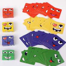 41 块表情变化拼图积木蒙特梭利立方体、桌面游戏、双人玩具、拼图礼物