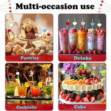 200/100/50/30 件鸡尾酒棒、开胃菜牙签、4.7 英寸竹制多功能鸡尾酒搅拌棒、甜点叉、烤肉串、蛋糕三明治水果寿司装饰签，适用于派对、生日、婚礼、迎婴派对、毕业鸡尾酒会、单身派对、复活节、母亲节、感恩节和日常居家使用或其他节日派对（多种组合可选）