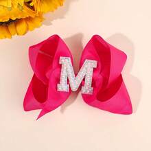 1 pieza Clip de pelo con perla y lazo con brillo con letras de la A a la Z, clip grande hacia arriba, adecuado para niñas, accesorio de pelo para niños, regalo - Rosa Fucsia - Ver 10