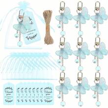 31 件/1 套蝴蝶钥匙扣纪念品套装，母亲节附感谢卡和粉色布袋 - 非常适合婚礼、单身派对 | 友谊和爱情主题礼物 - 彩色 - 查看 3