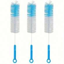 360° Rotary Long Handle Cup Brush | Bottle/Mug/Glass Cleaning Brush | Nylon Bristles | Manual Kitchen Cleaning Tool Set (With Non-Slip Handle)