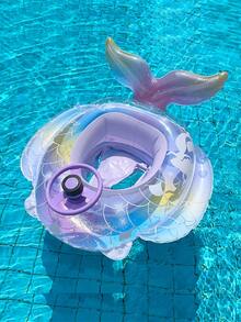 1 件儿童充气游泳圈，加厚防倾倒美人鱼风格水上玩具，适合男婴和女婴的游泳座椅 - 彩色 - 查看 2