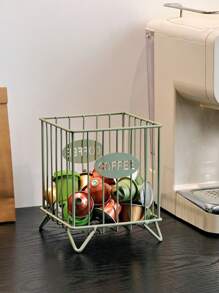 1pc Coffee Capsule Storage Box - Metal Material, New Square Design High Capacity Organizer, Home, Snack And Candy Storage Basket, Ideal For Kitchen, Bar Or Coffee Shop Counter Display, Colorful Coffee Bar Decor