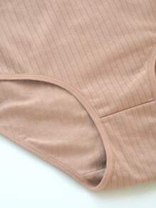 4pcs Pack Plus Size Women High Waist Solid Color Underwear, High Stretch Breathable Skin-Friendly Full Coverage Daily Briefs, All Season