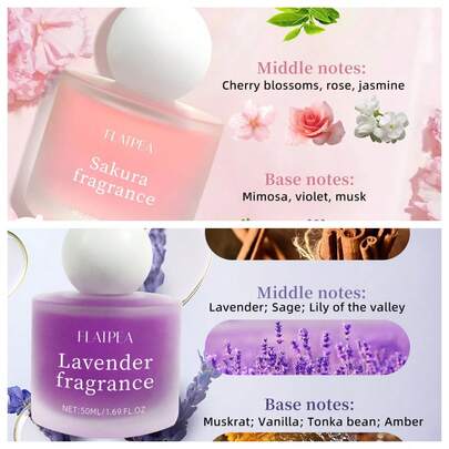 1pc 50ml Lavender Women's Fragrance Spray 50ml Alcohol Free Natural Fresh Dating Fragrance Spray, Fire Free Fragrance, Liquid Fragrance Cherry Blossoms, Lavender, Orchids, Azaleas And Other Fragrances Can Be Chosen