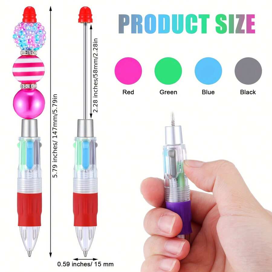 Local Delivery- For Thanksgiving Christmas Gifts DIY Making Kit 24pcs Multicolor Beadable Pens 4 In 1 Colored Beads Pen Retractable Ballpoint Pens - 24 Pieces - View 1