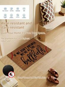 1pc Baseball-Themed Welcome Mat – "If We Don't Answer We're At The Ballfield" Design, Soft Non-Woven Fabric With Anti-Slip Rubber Base, Absorbent & Quick-Drying, Perfect For Home Decor, Indoor/Outdoor Use, Made In USA, Casual Entryway | Durable Entry Mat
