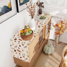 Autumn Season Table Runner, Fall Leaves Pumpkin Flower Family Kitchen Dining Table Decor, Thanksgiving Harvest Festival Decoration And Home Accessories