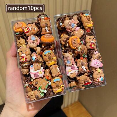 10/20/30 pezzi Fasce per capelli elastiche con decorazioni capibara simpatiche, scrunchies per trecce, non danneggiano i capelli, per donne