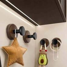 2/6-Pcs Anti-Walnut Wood Grain Suction Cup Hooks - Super Strong Plastic Suction Towel Hooks, No Drill Bathroom & Kitchen Wall Hanging Rack With Strong Adhesive, Easy Adjust & Reusable Universal Hooks For Towels, Wreaths, Home Organization Back To School - Multicolor - View 6