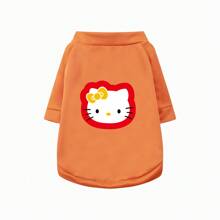 Sanrio 1pc Minimalist Kitty Cat Print Pet Sweatshirt, Polyester Material Suitable For Small Cats & Dogs, Breathable For Indoor And Outdoor Casual Wear, Sun-Protection