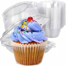 Cupcake Boxes Individual Cupcake Containers, 50 Packs Regular Single Cupcake Holder High Topping For Muffins, Thicker Stackable Plastic Cupcake Carrier For Party (50 Pack) - GÓI 100 - Xem 3