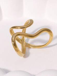 1pc Exaggerated Hollow Butterfly Shaped Titanium Steel Adjustable Thumb Ring For Women, Fashionable, Suitable For Daily Wear, Party And Weddings - Gold - View 2