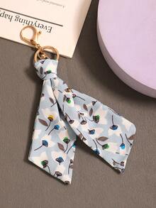 1pc Ditsy Floral Twist Design Keychain, Leopard & Bohemian Casual Cute Elegant Zinc Alloy Car Charm/Bag Pendant, Suitable For All Seasons Car Accessories Bag Charm