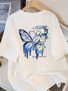 200g Pure Cotton T-Shirt 2025 Summer Ladies New Short Sleeve Pure Cotton Holiday Pattern Short Sleeve Round Neck Couple Wear Small Shirt Tops - 白色 - 查看 3