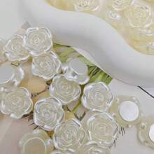 60 piezas de abalorios de flores de rosa de acrílico para manualidades de joyería DIY, surtido de abalorios transparentes de flores de rosa de 16 mm para hacer pulseras, collares y proyectos de artesanía