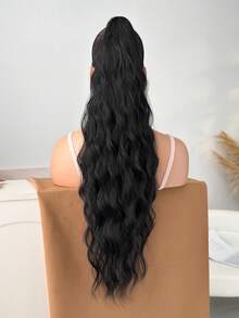 Extensión de cola de caballo de 26 pulgadas de color negro, cabello sintético ondulado resistente al calor, adecuado para mujeres y niñas para uso diario y ocasiones de fiesta - Negro - Ver 10