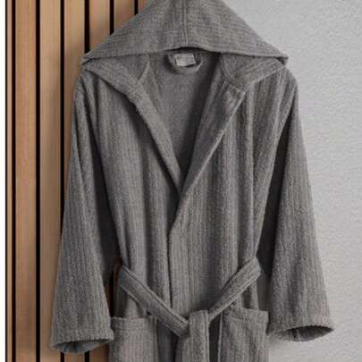 MADE IN TURKEY – GÜVENAL EOS Unisex Striped Cotton Hooded Bathrobe | 100% Cotton | M–L–XL | Bridal Gift, Trousseau, Bathrobe Set