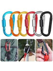 1/5pcs-Heavy Duty D-Shape Mountain Buckles - Sturdy Twist-Lock Metal Clips For Camping, Hiking, Backpacks | Locking Buckle For Hammocks, Dog Leashes, Harnesses