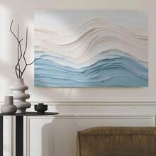 1PC Blue Beige Ocean Waves Thick Textured Wall Art Original Sea Abstract Painting Horizontal Long Narrow (1)18 - Nhiều màu - Xem 3