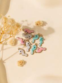 5pcs/Pack 304 Stainless Steel Green, Pink, White Plated Seahorse Pendant Accessories For Necklace, Bracelet, Jewelry