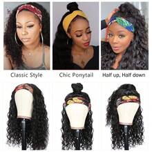 Curly Headband Wig Human Hair Deep Wave 30 Inch Human Hair Headband Wig Curly Hair Wig With Headband Attached No Lace Front Wig Human Hair Wigs None Lace Front Wigs Human Hair For Women Human Hair Natural Color - Natural Black - Xem 3