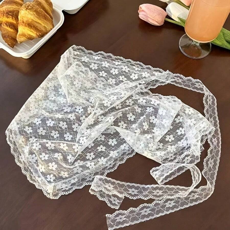 Women Bandana [Boho Chic Headscarf] Vintage White French Lace Floral Headscarf For Women | Machine Washable, Boho Chic Style, Everyday Hair Accessory, Vacation
