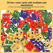 41 块表情变化拼图积木蒙特梭利立方体、桌面游戏、双人玩具、拼图礼物