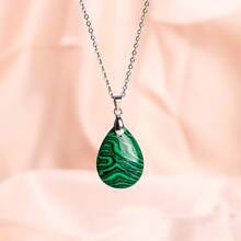 1 pièce Collier pendentif goutte d'eau en pierre naturelle, quartz cristal agate howlite malachite pour la fabrication de bijoux DIY et accessoires