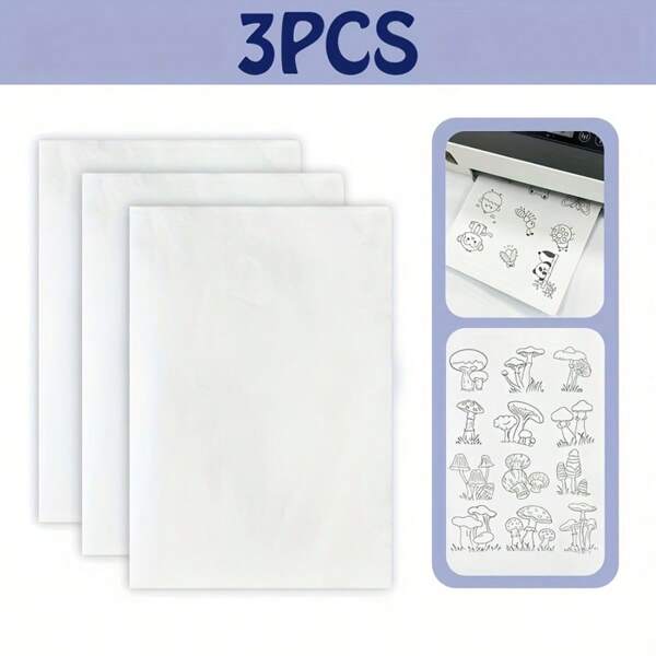 Juego de 3/6/10 piezas de estabilizador adhesivo imprimible y soluble en agua, adecuado para bordado, costura a mano, estable y lavable. Pegatinas estabilizadoras de bordado solubles en agua y autoadhesivas, adecuadas para entusiastas del bordado y la costura a mano - Tamaño A4