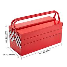 Metal Tool Box, 18-Inch, 3-Tier 5-Tray Portable Folding Tool Chest Organizer With Handle & Lock Hole, Powder Coated Steel, Cantilever Toolbox For Household Factory Warehouse Repair Shop, Red - 3-tier 5-tray - View 10