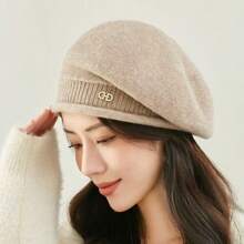 Chapeau tricoté en laine polyvalent et pour femmes, adapté à l'automne et l'hiver. Chapeau chaud, béret, chapeau "Tata"