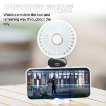 1 pièce Mini ventilateur portable rechargeable USB, petit ventilateur électrique pliant avec affichage numérique, ventilateur de cou portable pour dortoir, bureau