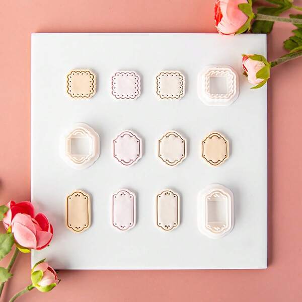 1pc/3pcs Vintage Geometric Soft Clay Earring Mold, DIY Creative Frame Earrings Pendant Clay Molding Tool