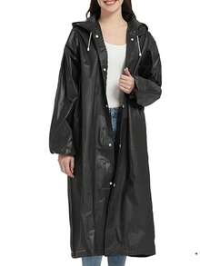 3pcs Black High-Quality Thick EVA Full Body Adult Raincoat - Sports Raincoat With Buckle Front, Semi-Transparent Design And Elastic Cuffs, Suitable For Outdoor Cycling, Hiking, Running - Lightweight And Portable, Outdoor Rain Protection | Full Body Raincoat | Windproof EVA Insulation, Galentines, Puppy, Carnival, Spring Summer Picks, Brides Maid Gifts, Room, Bedroom Decor, Bedroom Decor, Beach, Travel, For Men, For Women, Vacation,Cute Stuff - Black - View 2