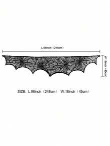 1pc-Halloween Decoration Black Lace Spiderweb Fireplace Mantle Scarf Cover Festive Party Supplies 45 X 243cm 18 X 96 Inch,Halloween Decoration Fall Decoration Black Lace Spider Web Fireplace Mantle Scarf Set Holiday Party Supplies Spider Decoration Supplies - Black - View 7