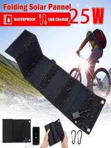 Single-Crystal Solar Panel For Rapid Charging, 5 Panels Solar Photovoltaic Pack Outdoor Emergency Portable Power Source Folding