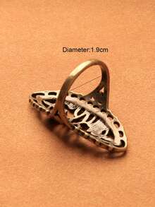 1pc Hollow Flower Design Long Ring, Antique Silver Plated Alloy, Multi-Color Options - White K - View 11