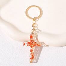 1 件干花十字架钥匙扣吊坠，树脂滴胶花钥匙扣，适合女性、学生、汽车、包包、汽车配件、书包饰品、背包等的装饰礼物，适合学校