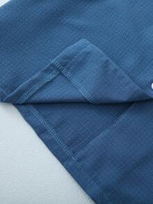 [Dreamery]1pc Women Solid Color Bubble Ruffle V-Neck Short Sleeve Shorts Pajama Set - Blue - View 3