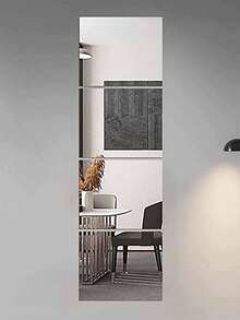 6 件加厚亚克力镜面墙贴，自粘装饰镜，适用于浴室、客厅、卧室、衣柜、全身镜，创意装饰 - 銀色 - 查看 4