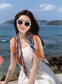 100% Mulberry Silk Scarf, Breathable Shawl Bandana, Decorative Hair Accessory, Elegant Fashion Accessory, Non-Stretchy, Suitable For Outdoor Decor, Gift For Women