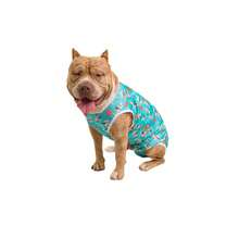 LUVY PET Roupa Cirúrgica Cachorro Macho UV Estampa Azul com Cachorrinhos - Multicolorido - Visão 1
